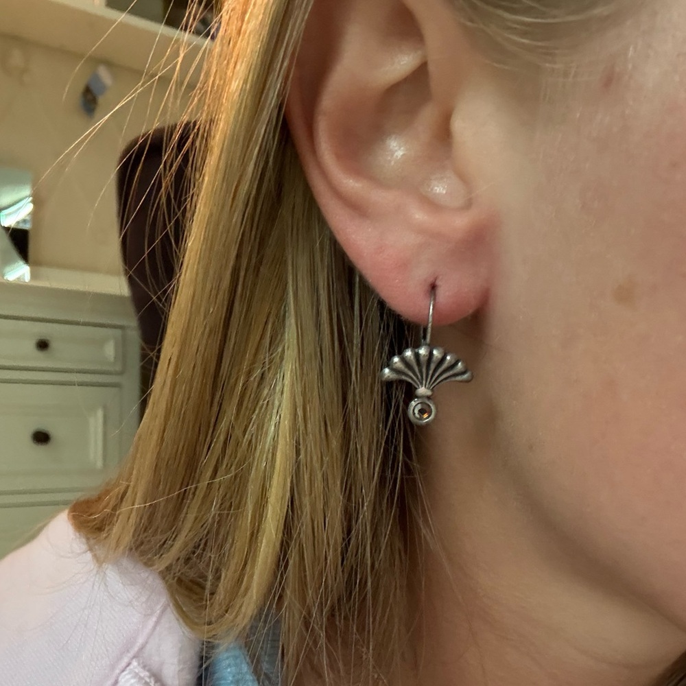 Elegant Silver Fan-Shaped Earrings
